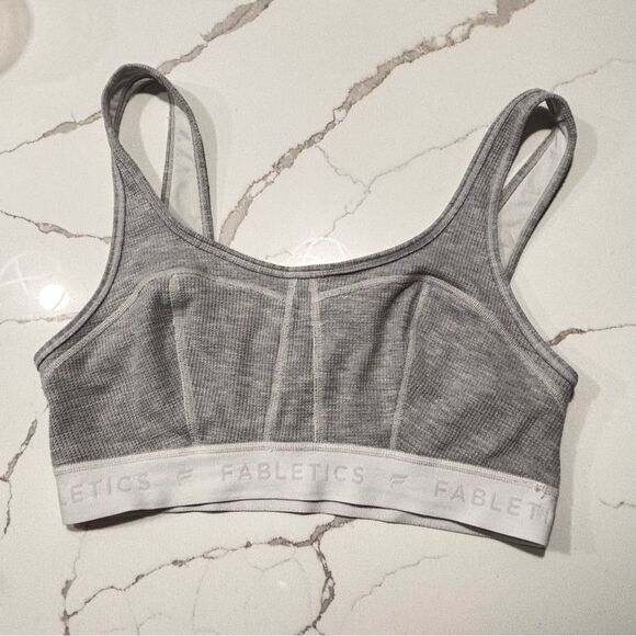 Fabletics | Women's Grey and White Serena Lounge Bralette Sports Bra M - Picture 2 of 12